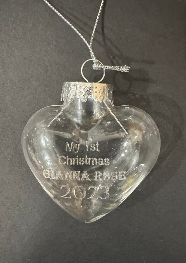 Fillable Glass heart Christmas Ornament